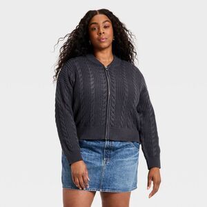 Universal Thread - Women's Cable Full Zip Fashion Jacket - Universal  Gray
